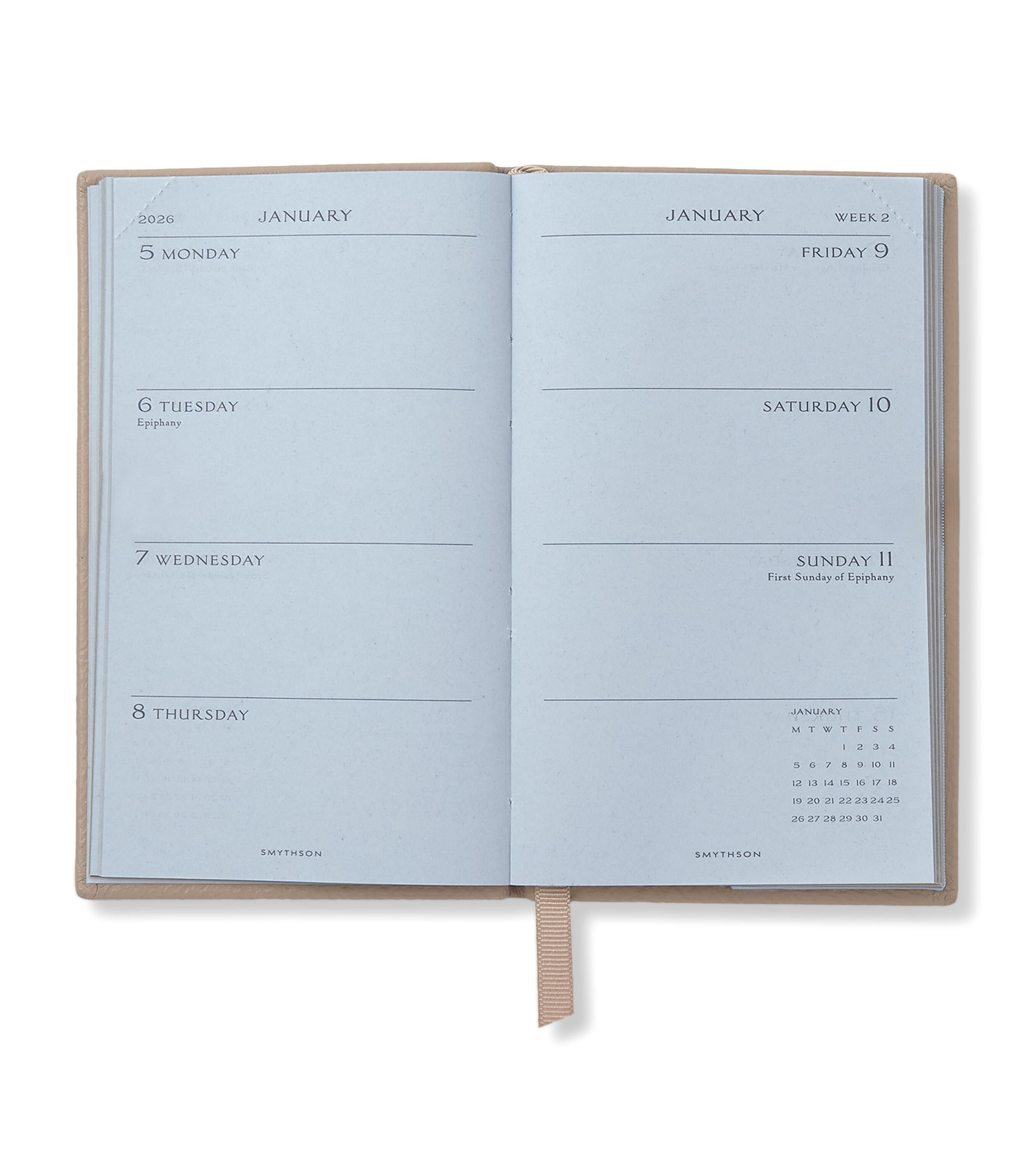 Panama Leather Weekly Diary 2026 SANDSTONE Image 2