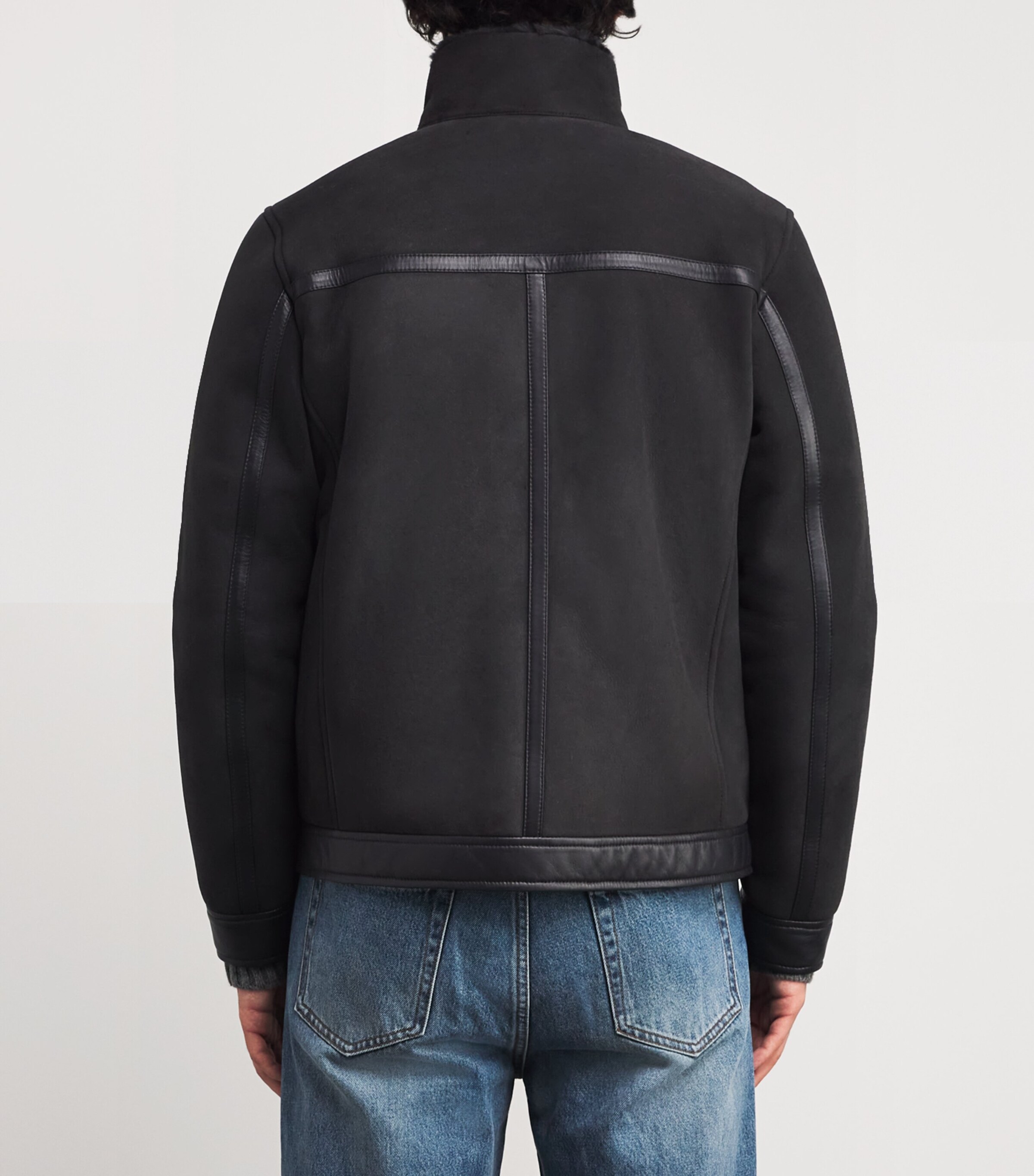 Suede Shearling Bomber Jacket 31 DARK GREY Image 4