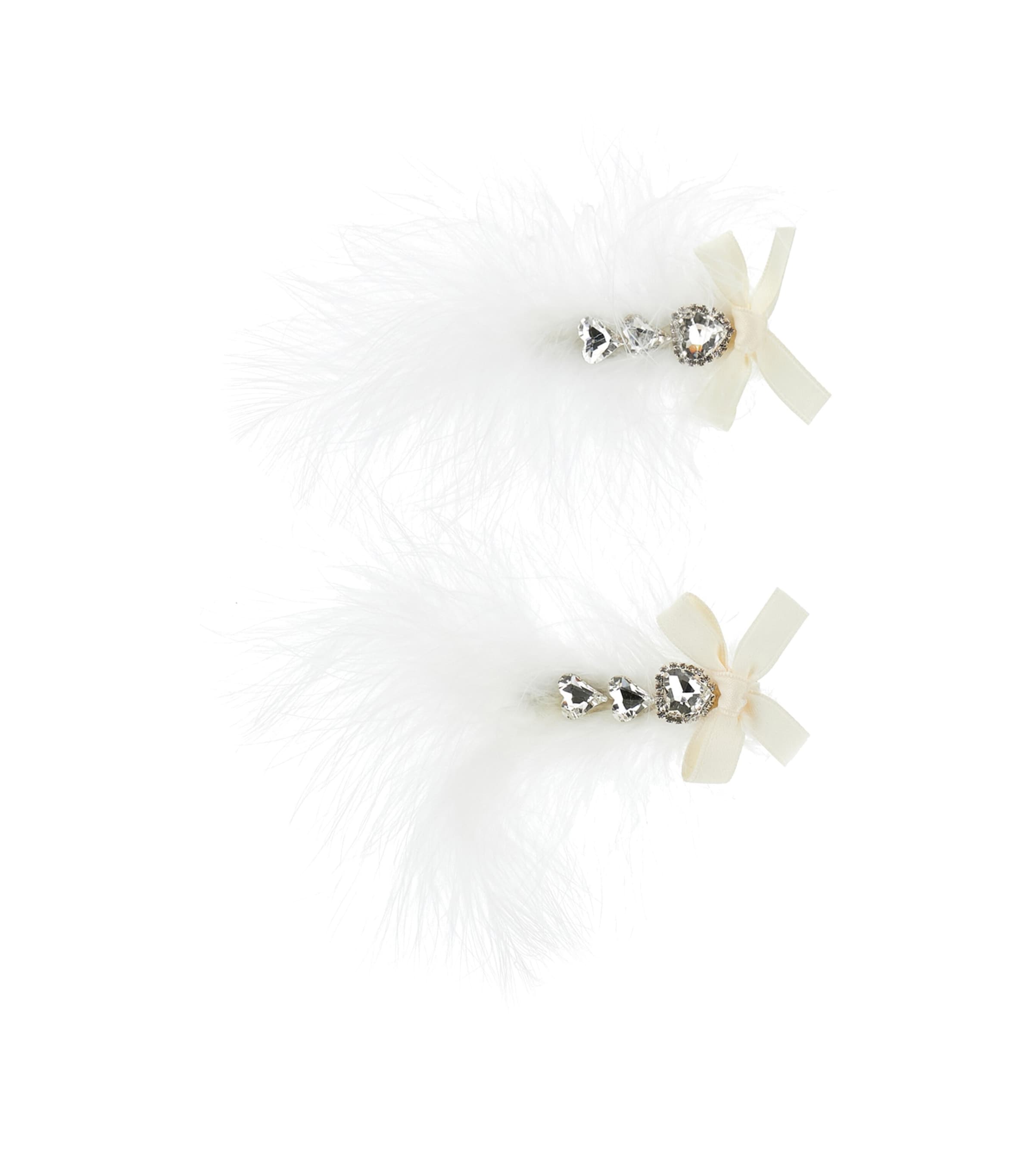 Monnalisa Kids' Set Of 2 Feather Hair Clips In White