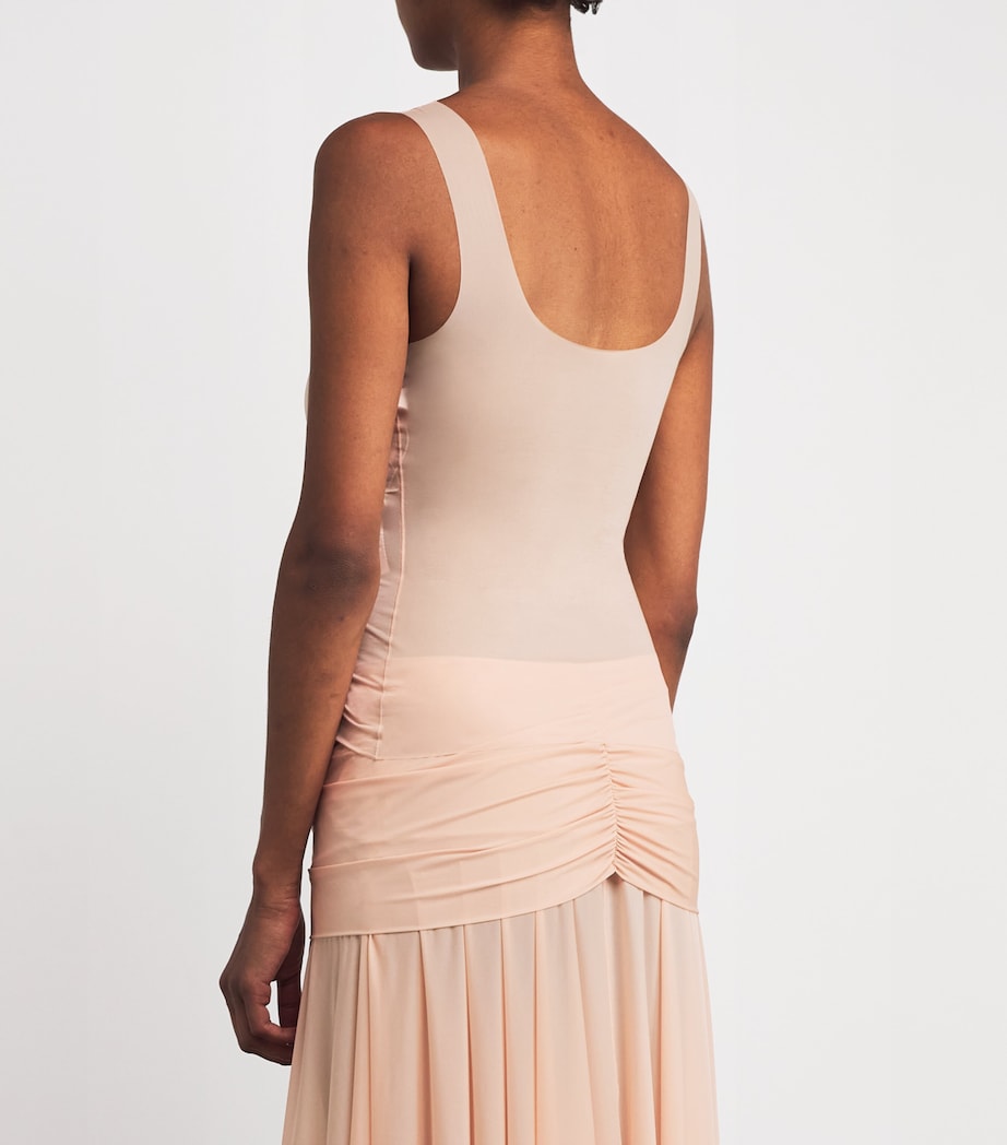 Stretch-Jersey Milky Sheer Tank Top DESERT CLAY Image 4