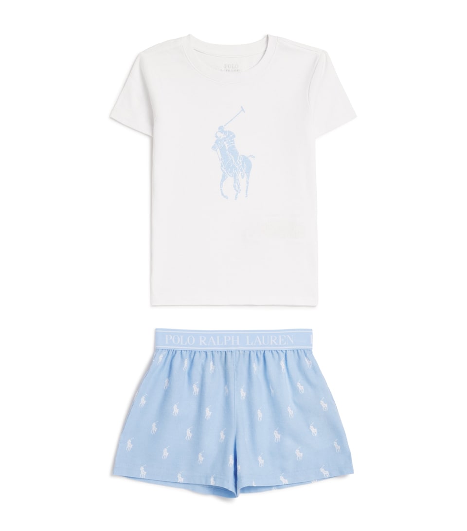 Ralph Lauren Kids Cotton T-Shirt and Shorts Pyjama Set (3-7 Years) Elite Blue