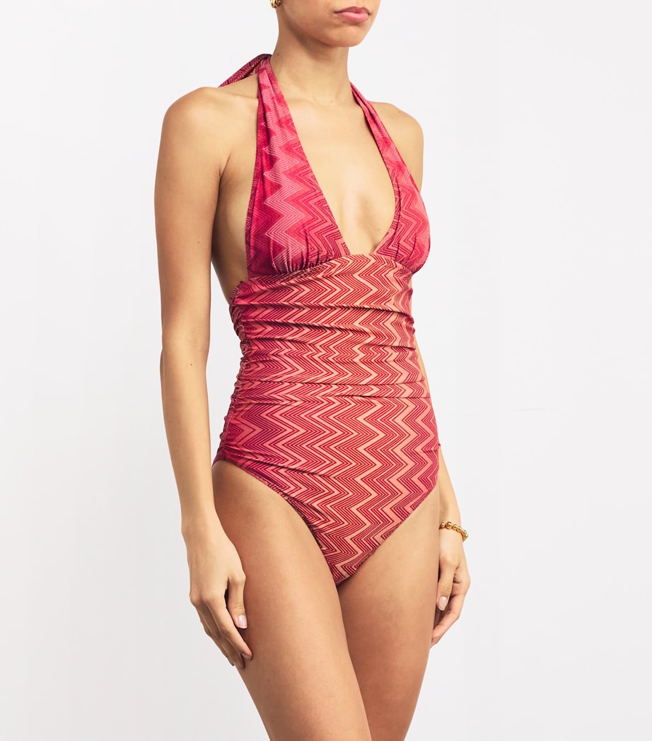 Halterneck Zigzag Swimsuit CHERRY CHEVRON S416I Image 2