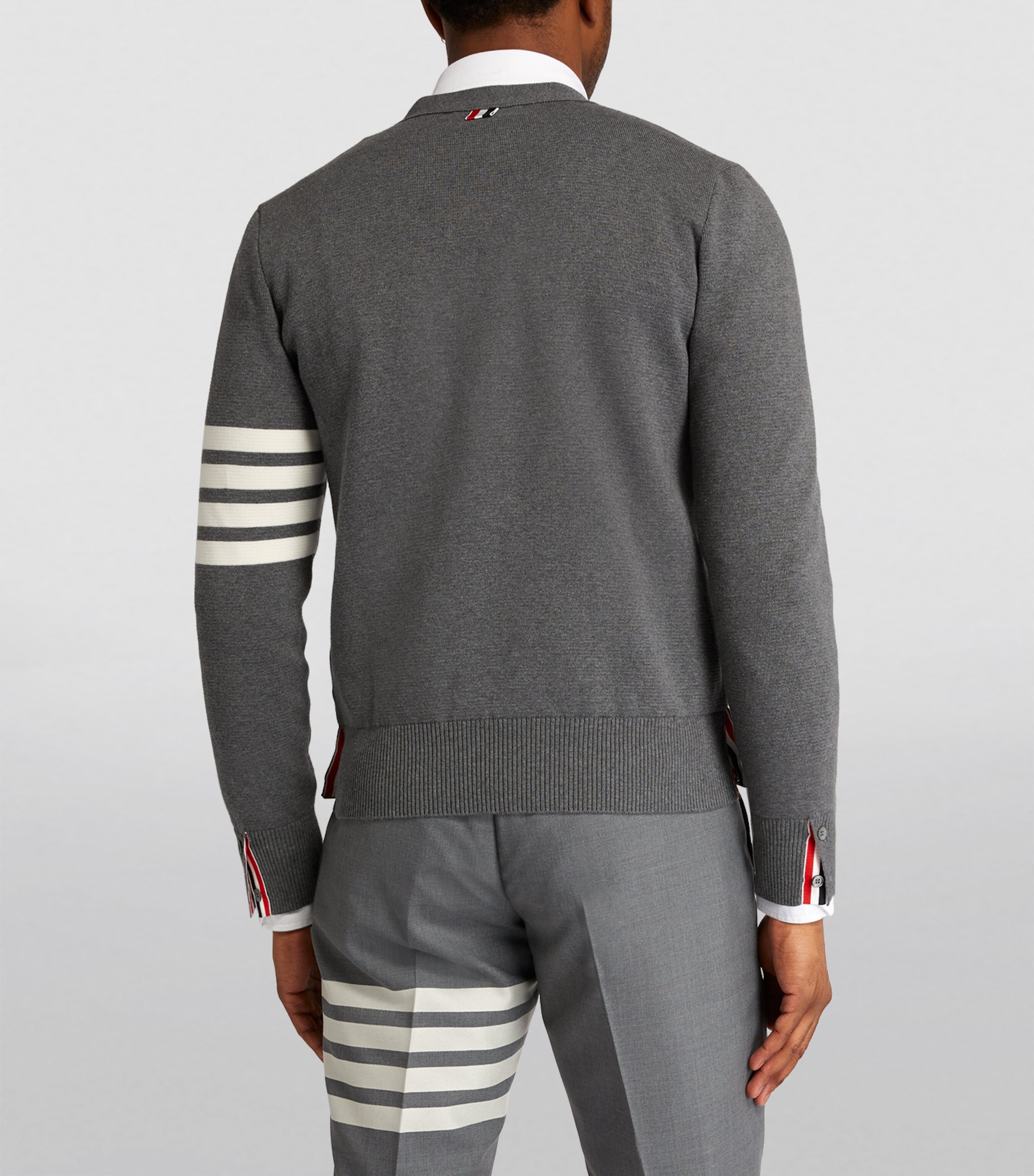 Cotton 4-Bar Stripe Cardigan MED GREY Image 4