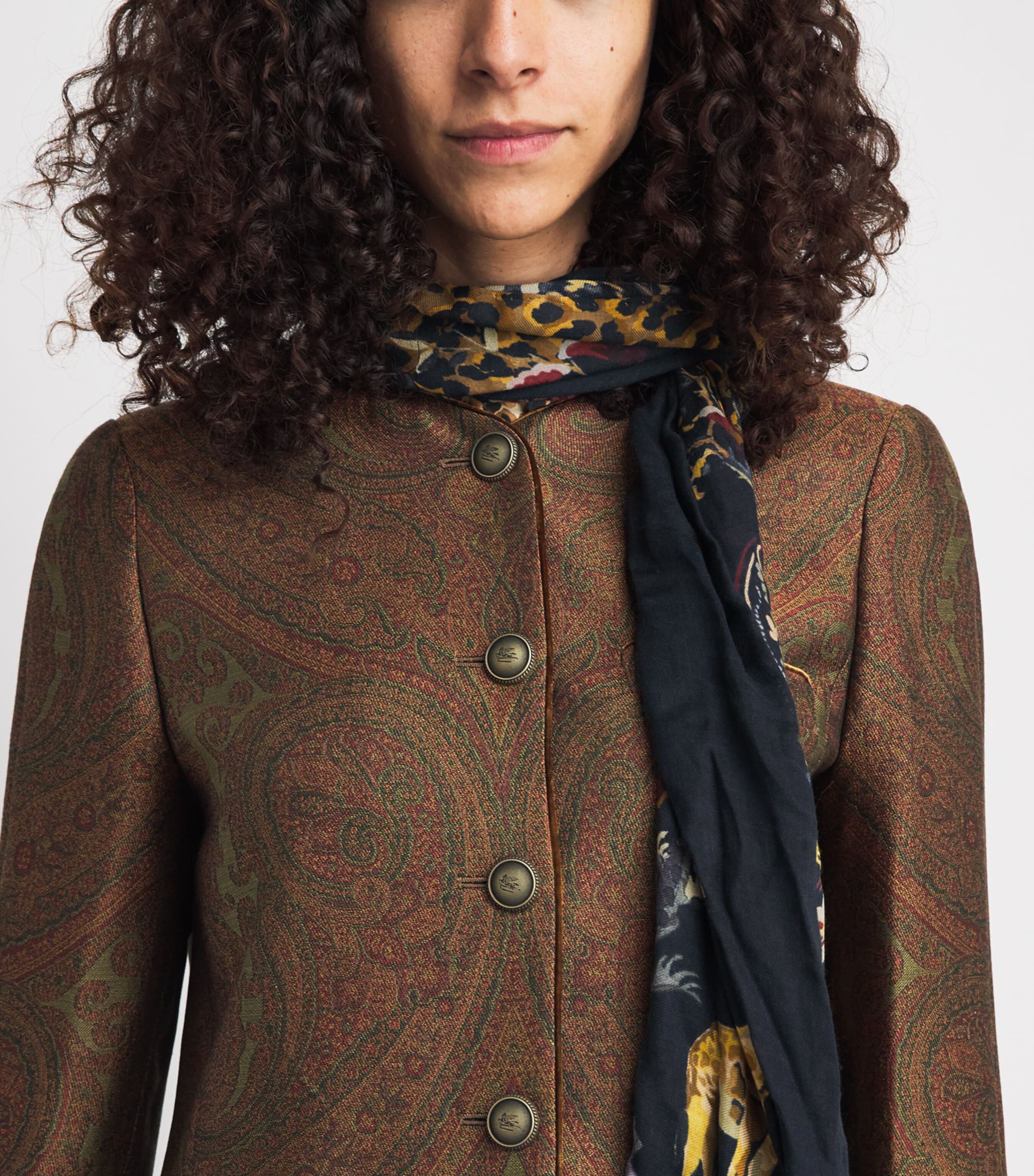 Etro Womens Paisley Cropped Jacket Multi/green Bs Image 3
