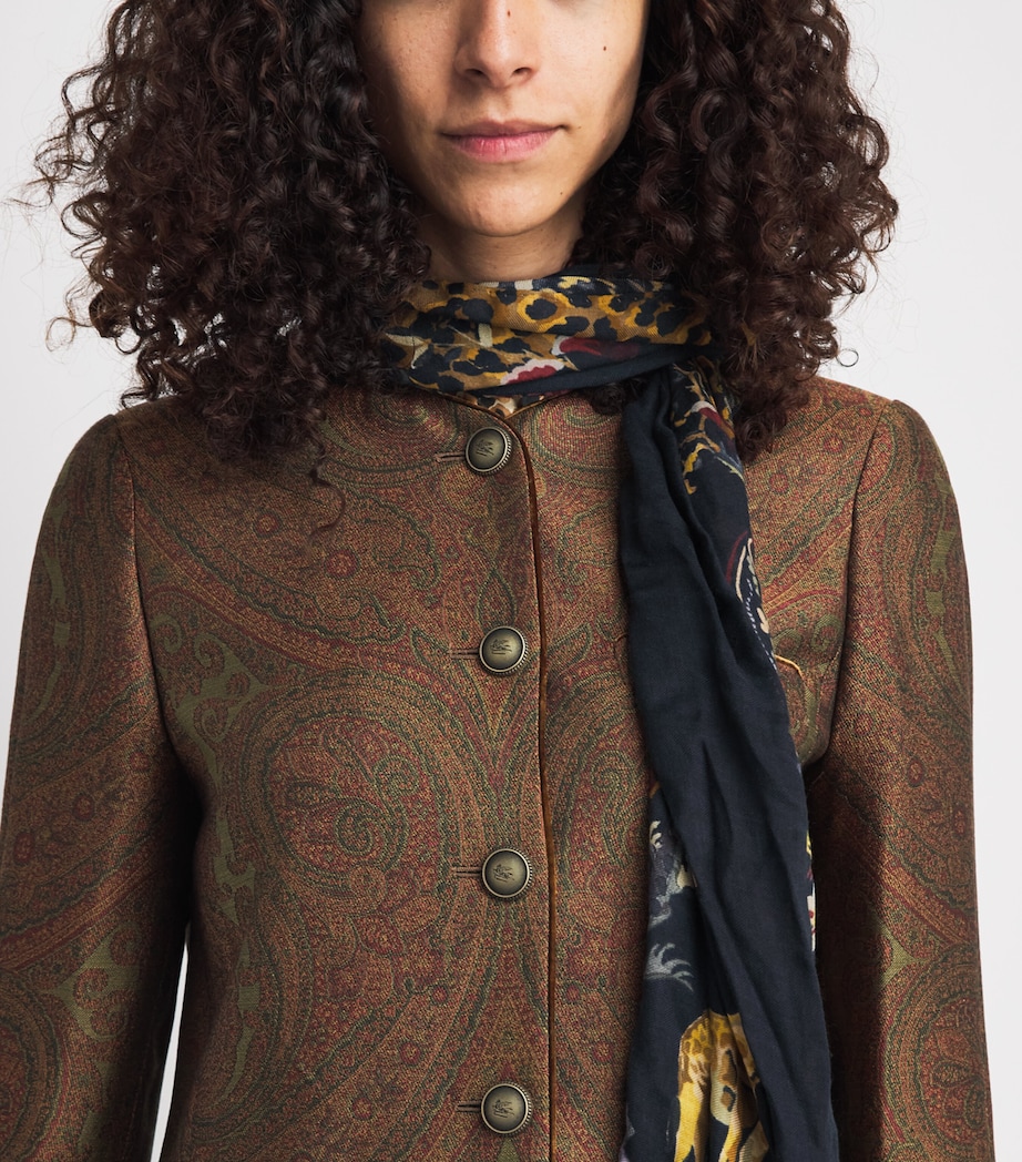 Etro Womens Paisley Cropped Jacket Multi/green Bs Image 3
