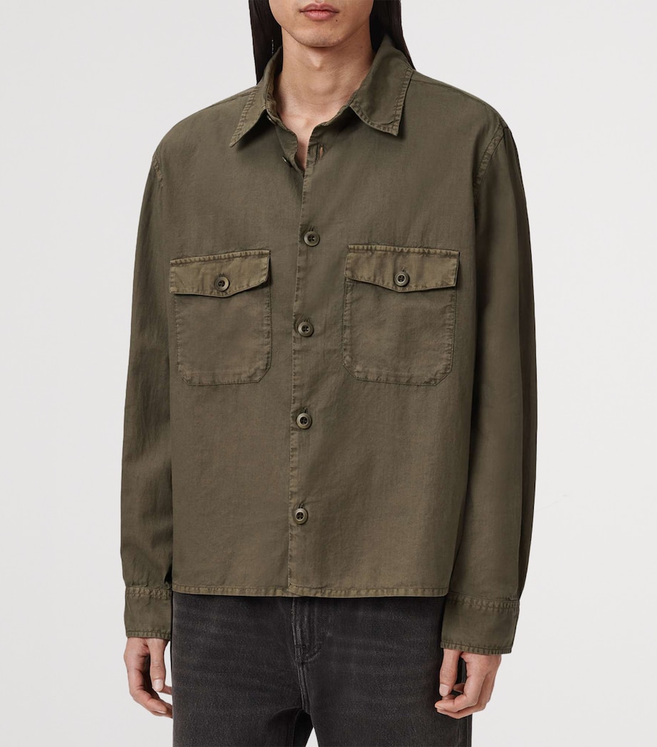 AllSaints Mens Organic Cotton Strand Shirt Mangrove Green Image 3
