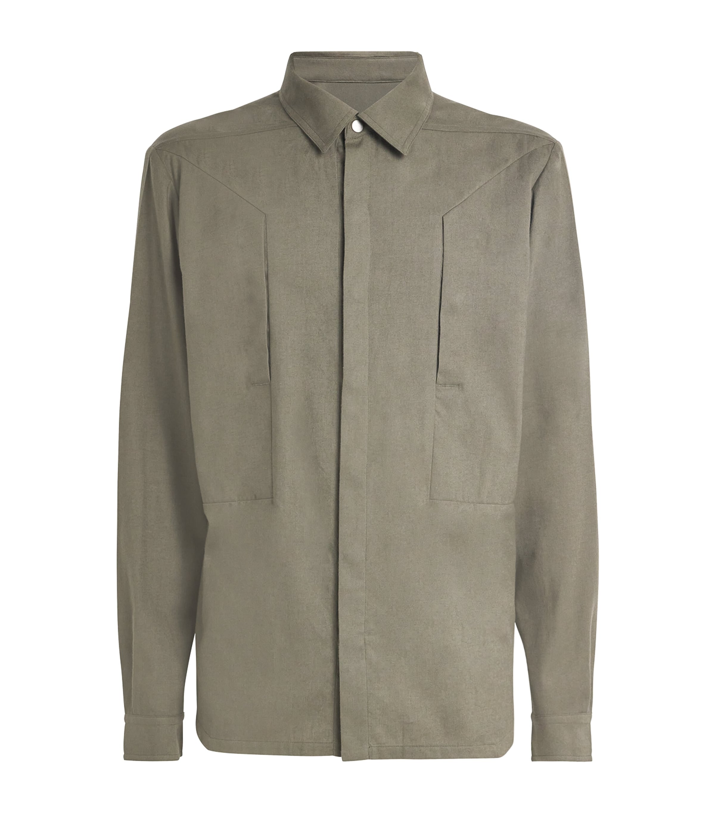 Rick Owens Mens Cotton Fog Shirt Bosco Image 1