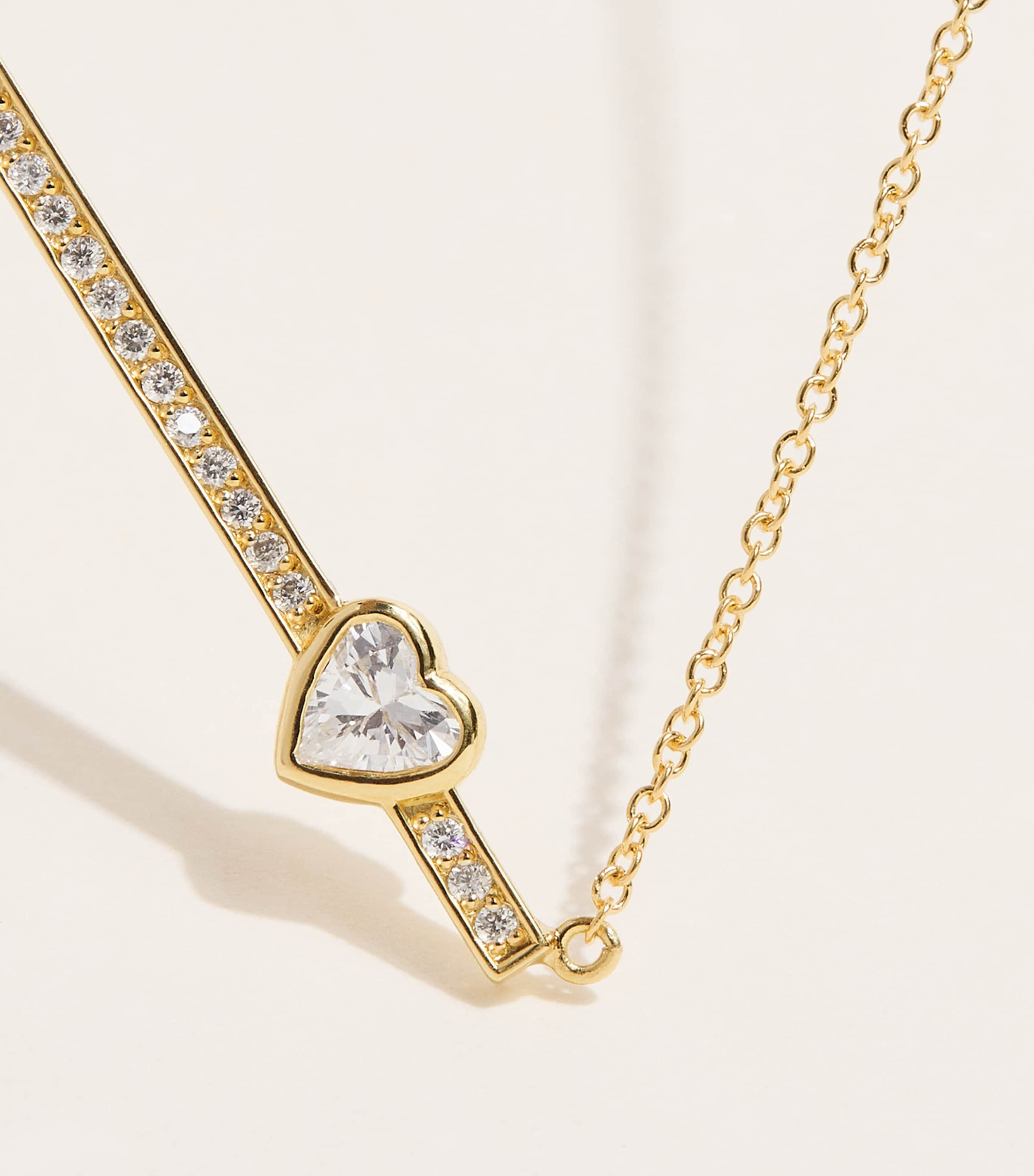 Jennifer Meyer Yellow Gold and Diamond Heart Stick Necklace Yellow Gold Image 4