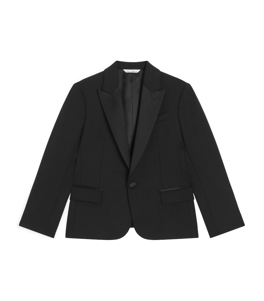 Dolce&Gabbana Kids Virgin Wool Tuxedo Jacket (8-14 Years) Black Image 1