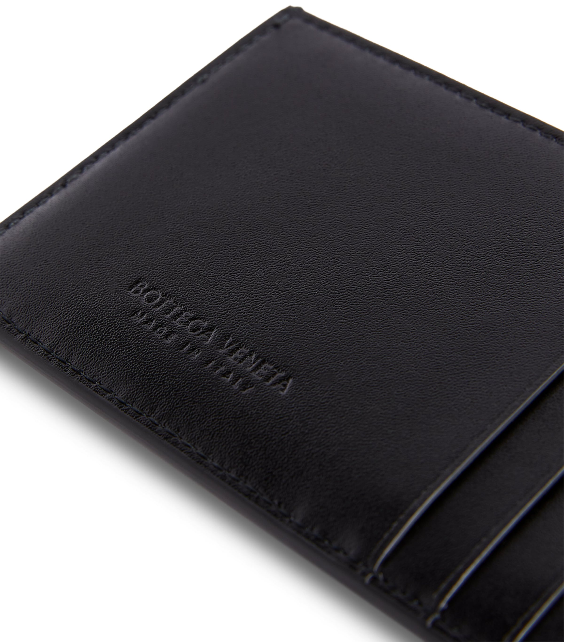 Leather Maxi Intrecciato Card Holder BLACK-SILVER Image 3
