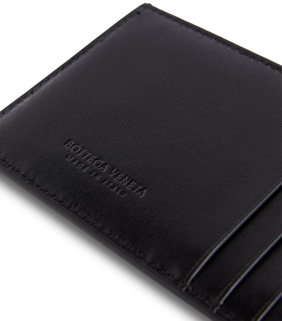 Leather Maxi Intrecciato Card Holder BLACK-SILVER Image 3