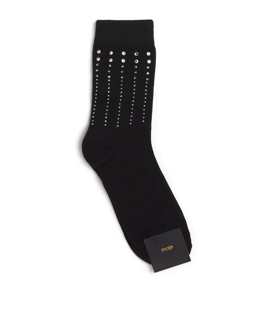 Rhinestone Socks BLACK Image 1
