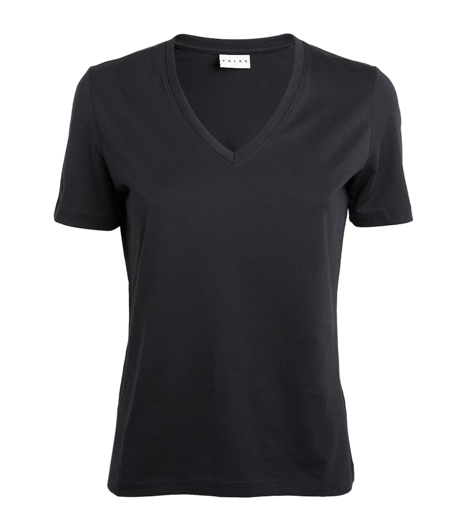 Falke Womens V-Neck T-Shirt Black Image 1