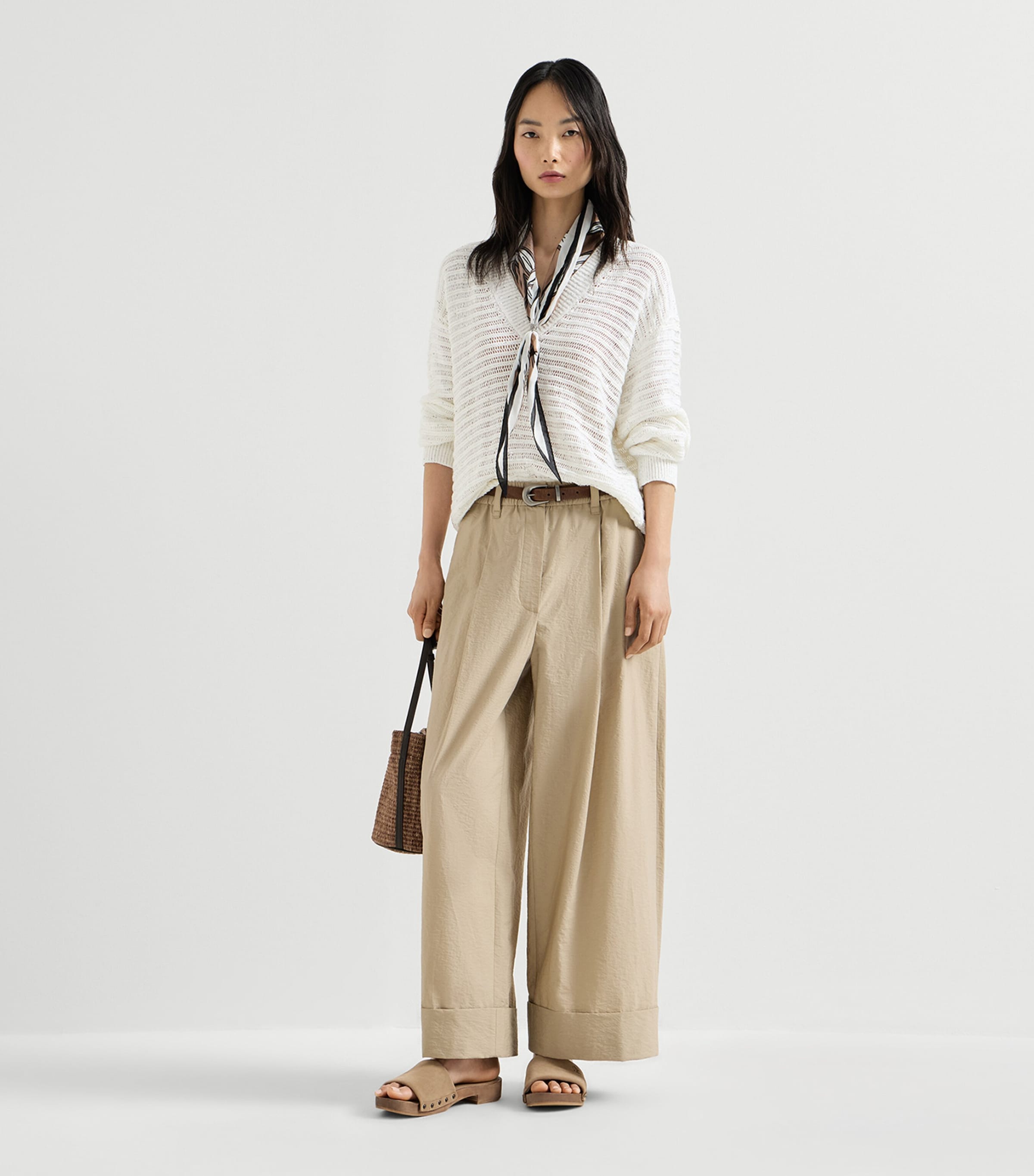 Brunello Cucinelli Womens Linen-Blend Dazzling Sweater Image 2