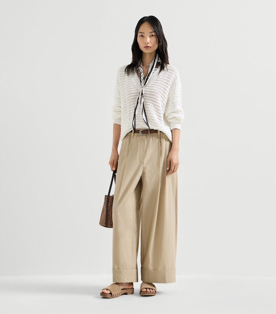 Brunello Cucinelli Womens Linen-Blend Dazzling Sweater Image 2