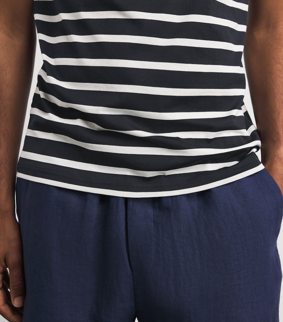 Sunspel Mens Supima Cotton Stripe Classic T-Shirt Stdz Navy/ecru Image 3