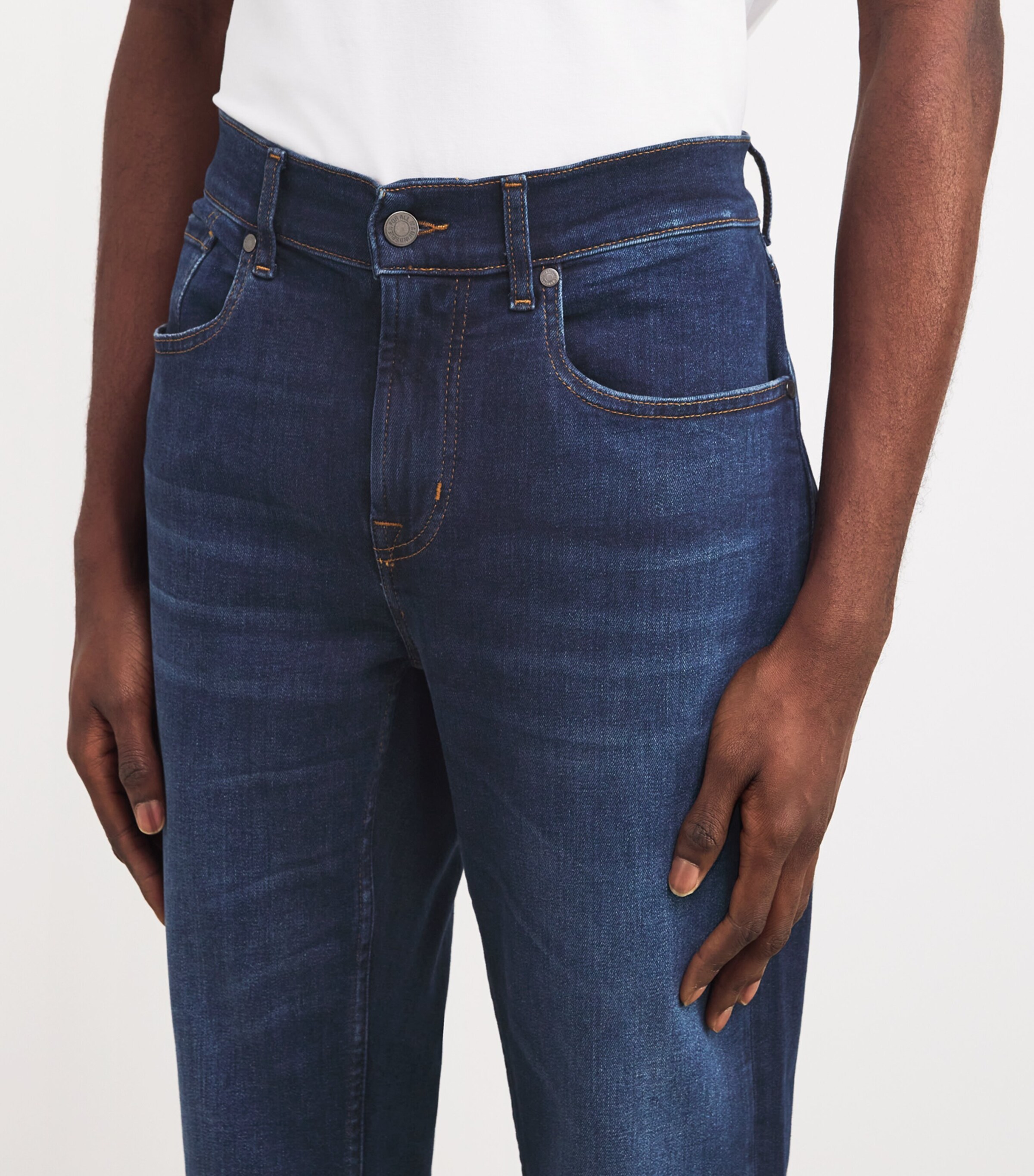 7 For All Mankind Mens Luxe Performance Slimmy Tapered Jeans Dark Blue Image 6