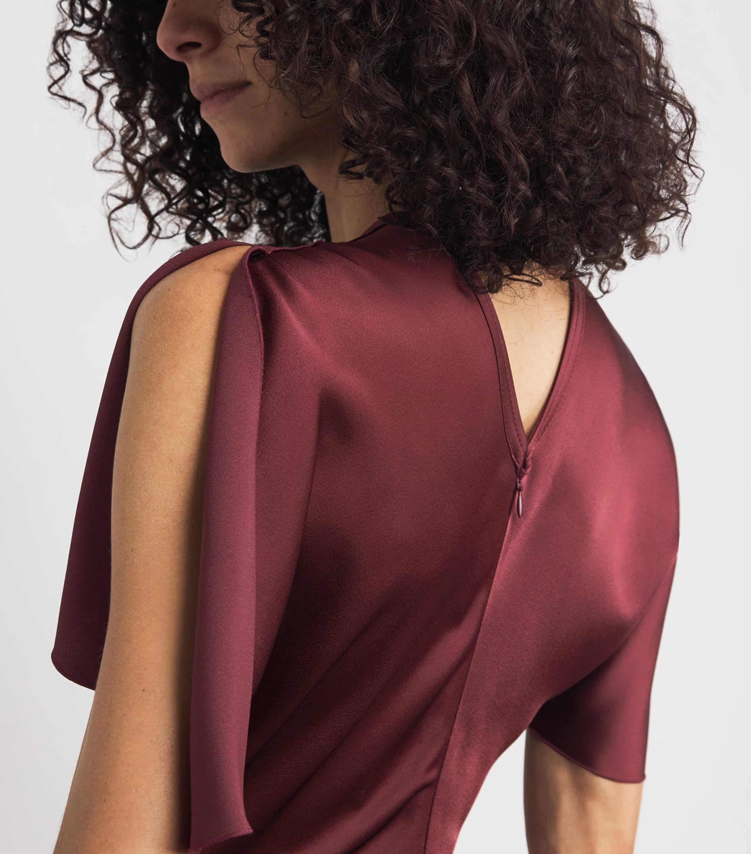 Satin Gathered Maxi Dress 9635 CINNABAR RED Image 6