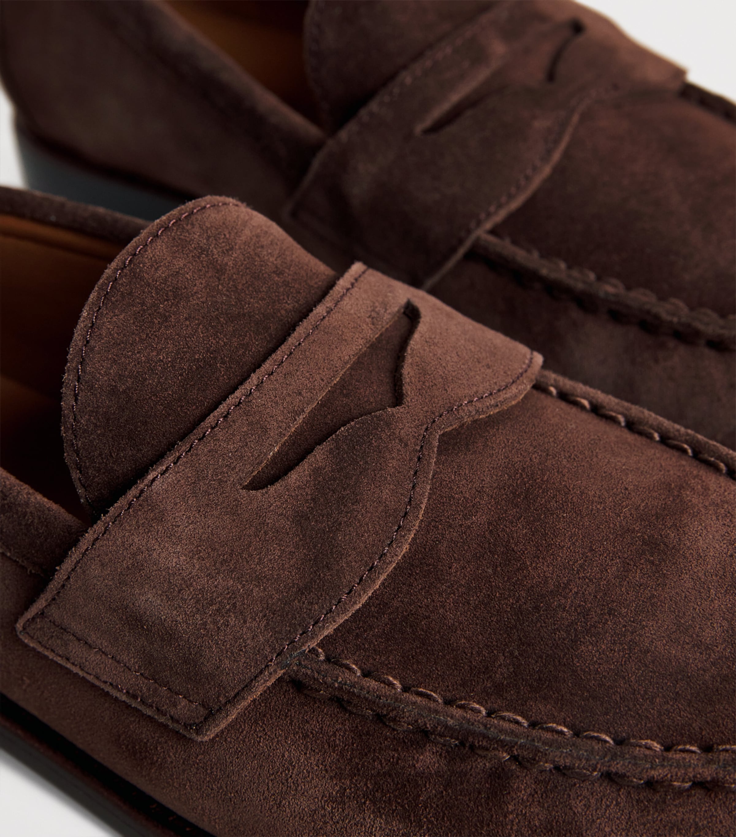 Suede Alston Penny Loafers 001 DARK BROWN Image 7