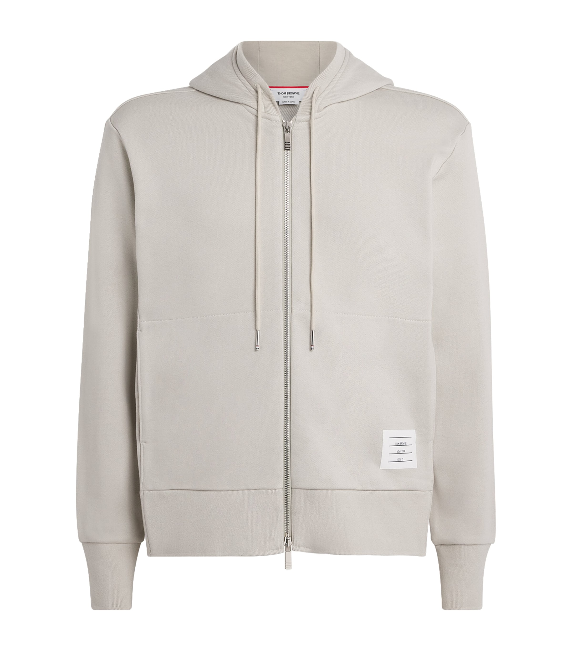 Thom Browne Mens Cotton 4-Bar Zip-Up Hoodie Beige Image 1