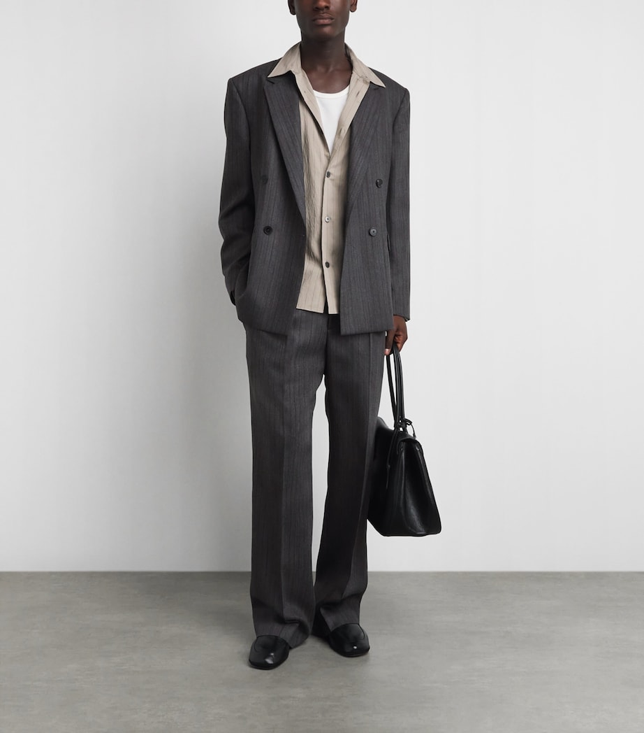 FRAME Mens Wool Twill Pinstripe Blazer Gyst Grey Stripe Image 2