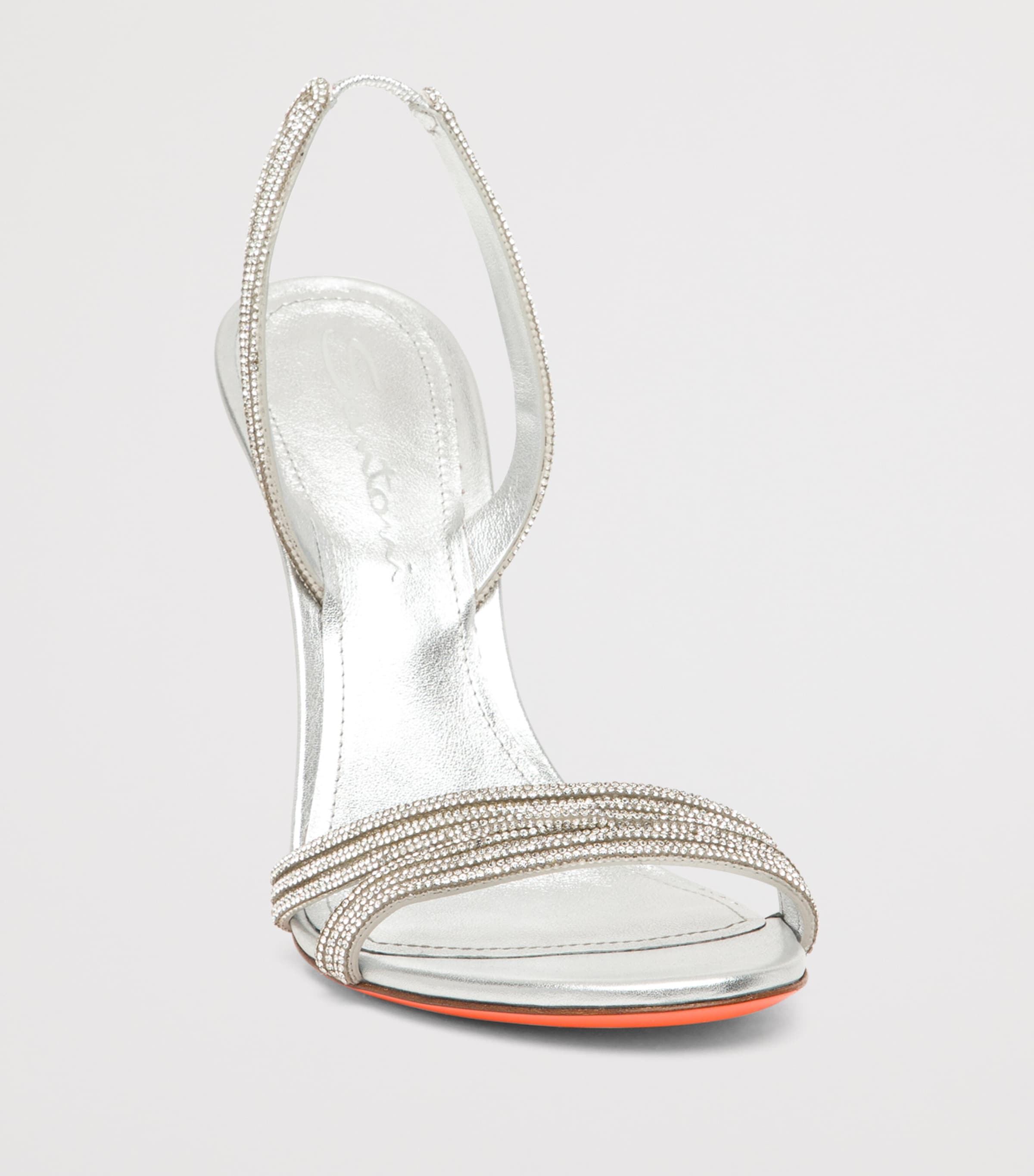 Leather Justine Slingback Heels 105 SILVER COM Image 3