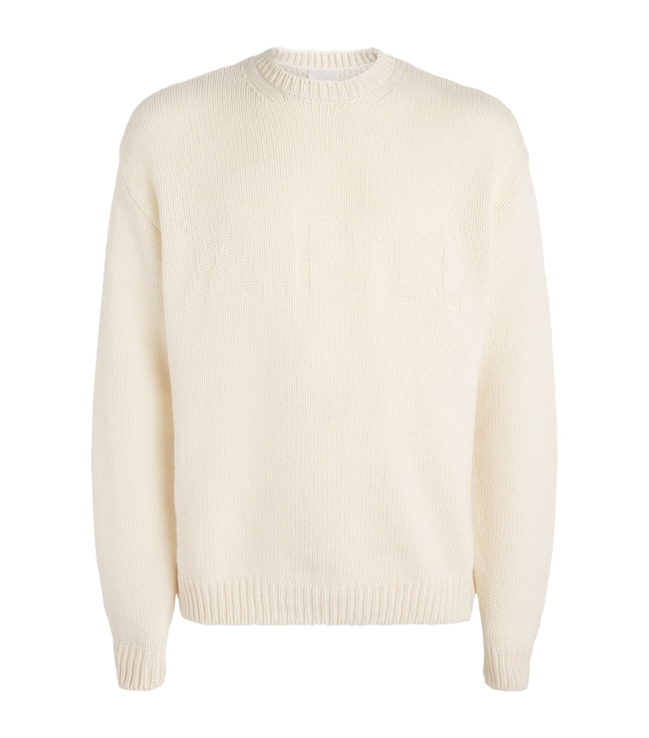 A.P.C. Mens Wool Logo George Sweater Aad Ecru Image 1