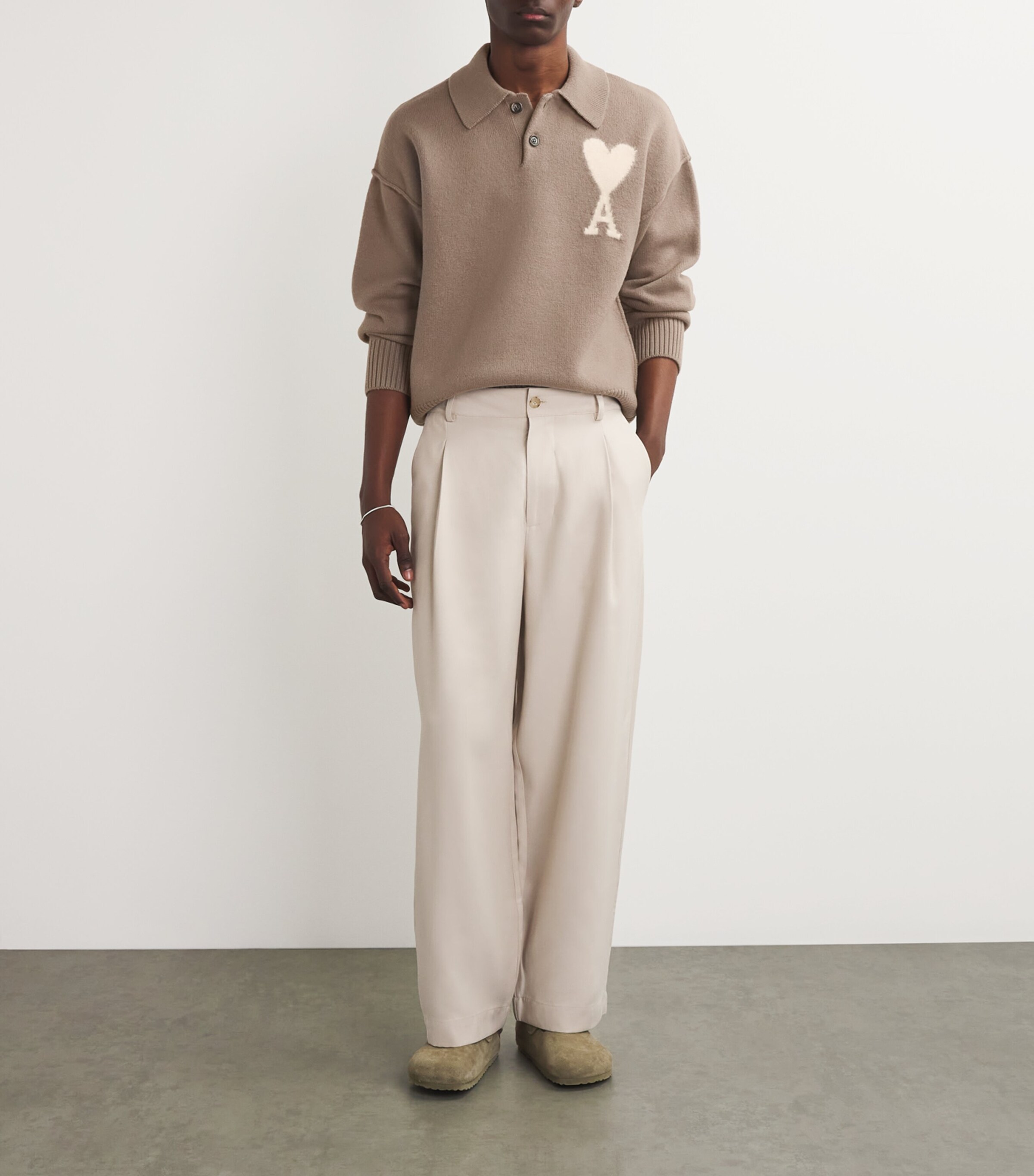 AMI Paris Virgin Wool Ami de Coeur Polo Sweater | Harrods US