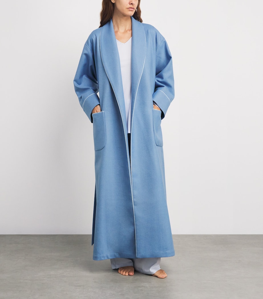 Merino Wool Herringbone Dressing Gown BLUEBELL Image 2