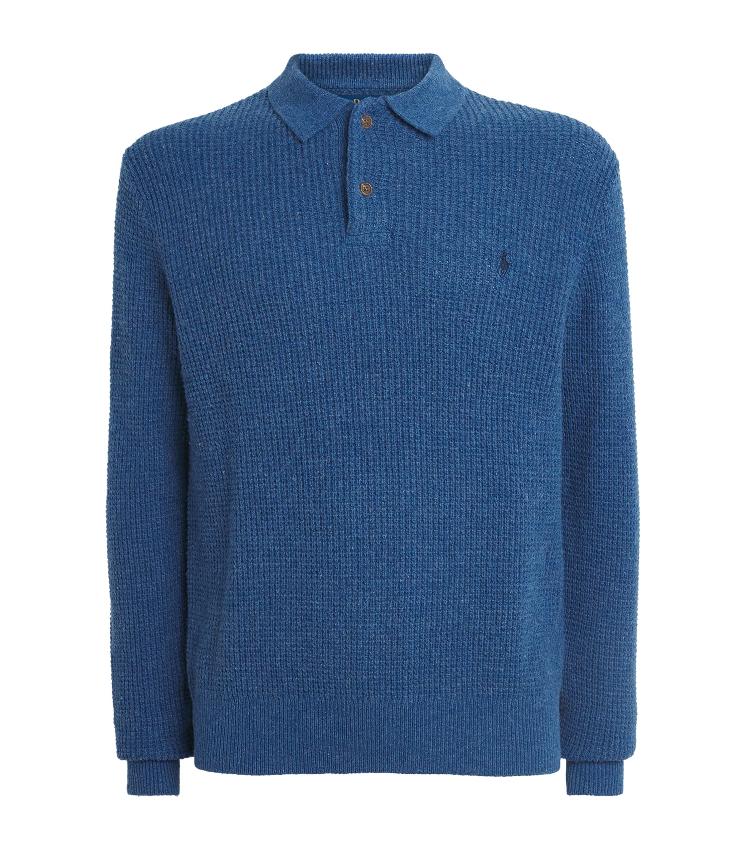 Wool-Cotton Polo Sweater SEA SALT BLUE HTHR Image 1