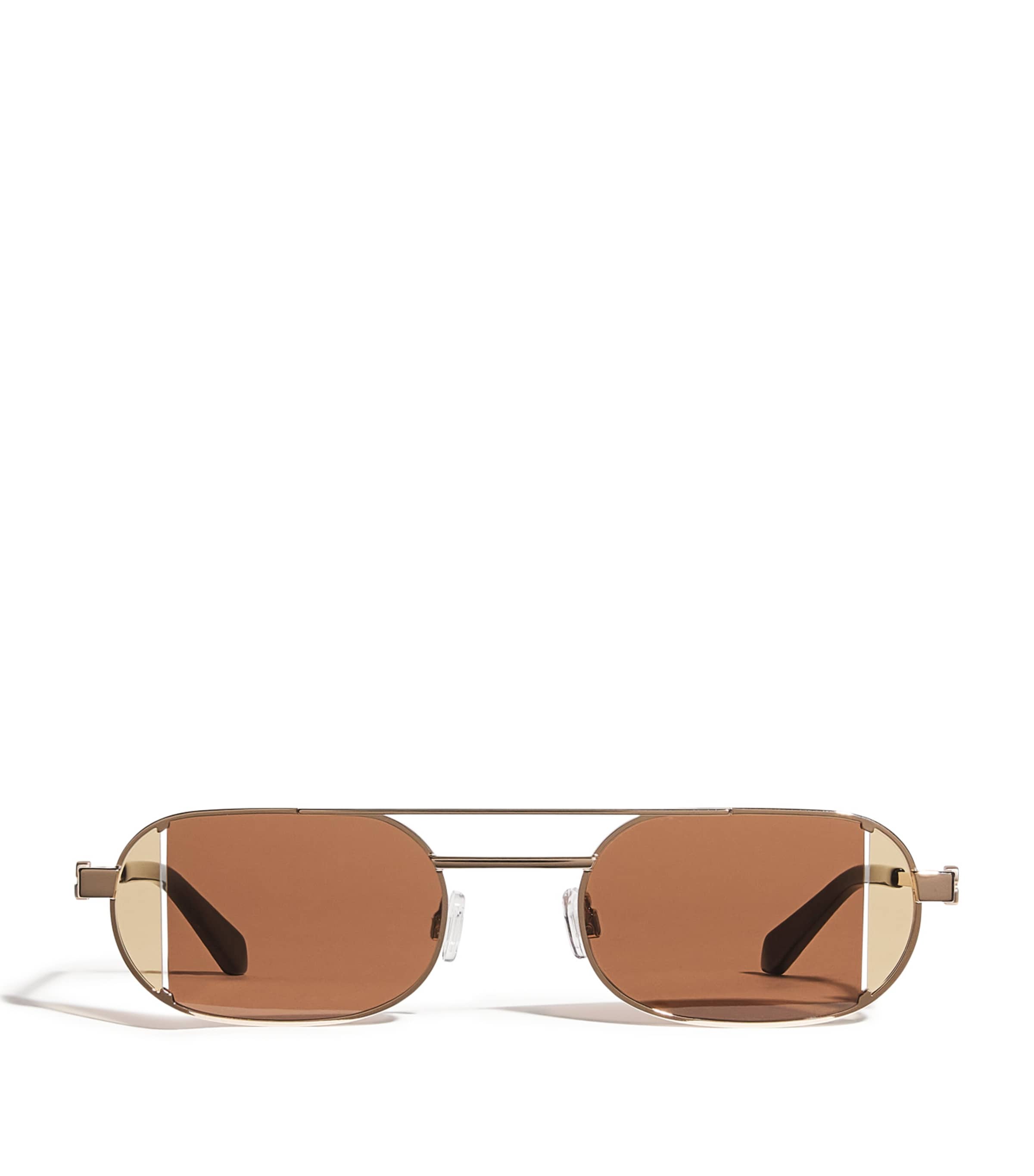 Off-white Vaiden Oval Frame Sunglasses In Gold