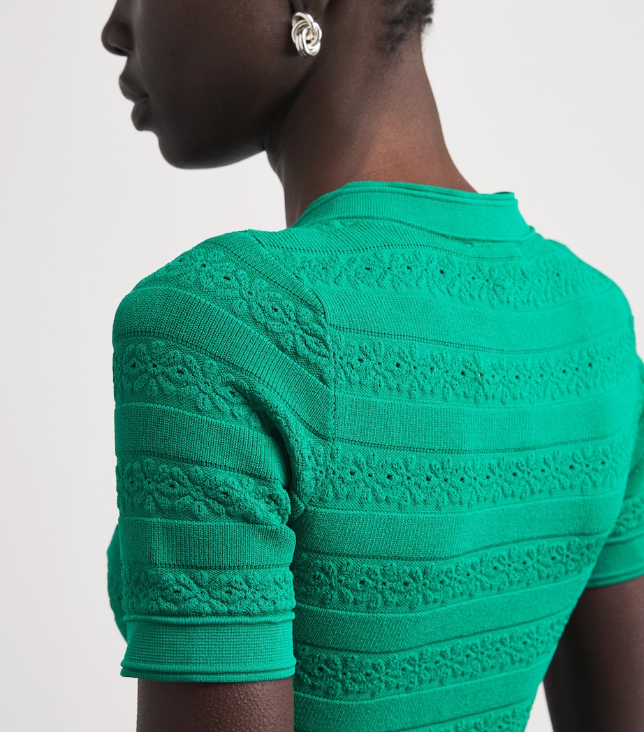 Sandro Paris Womens Knit Button-Down Midi Dress Emeuraude Green Image 5