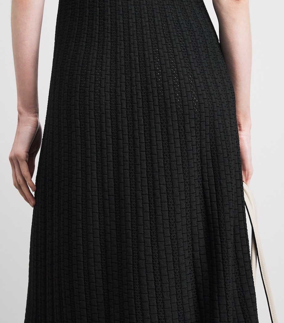 VALENTI Womens Openwork Knit Midi Dress Black Image 5