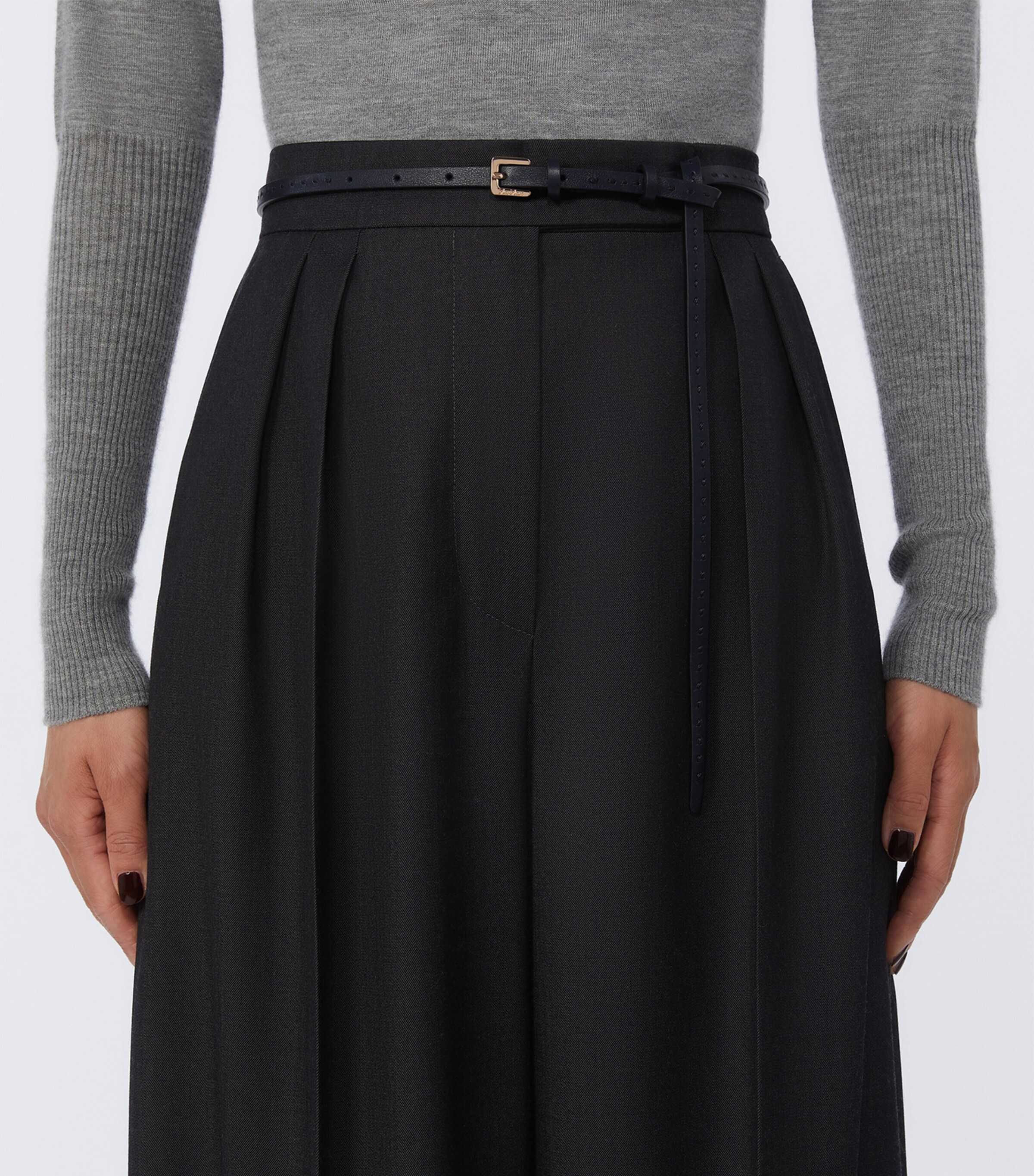 Max Mara Leather Slim Belt Black Image 3