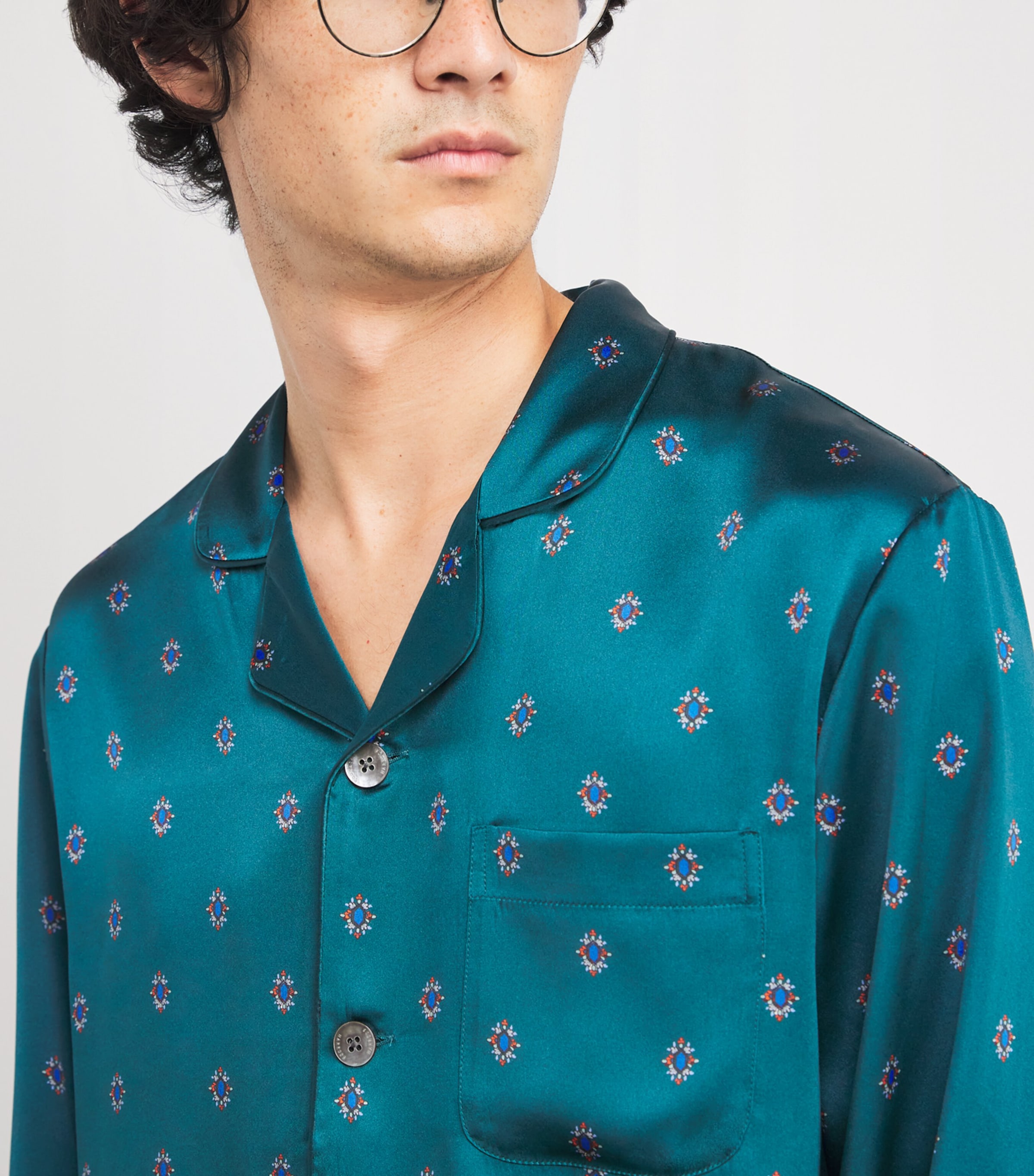 Silk Jewel Print Pyjama Set MULTI Image 4