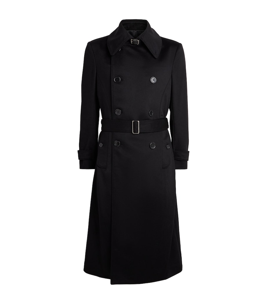 Alan Scott Mens Cashmere-Blend Trench Coat Black Image 1