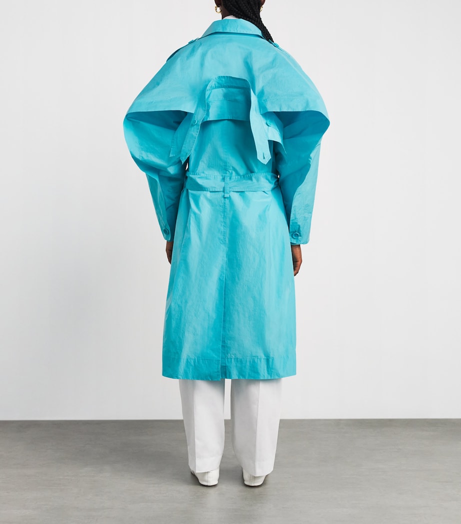 Issey Miyake Womens Correlation Trench Coat Light Blue Image 6