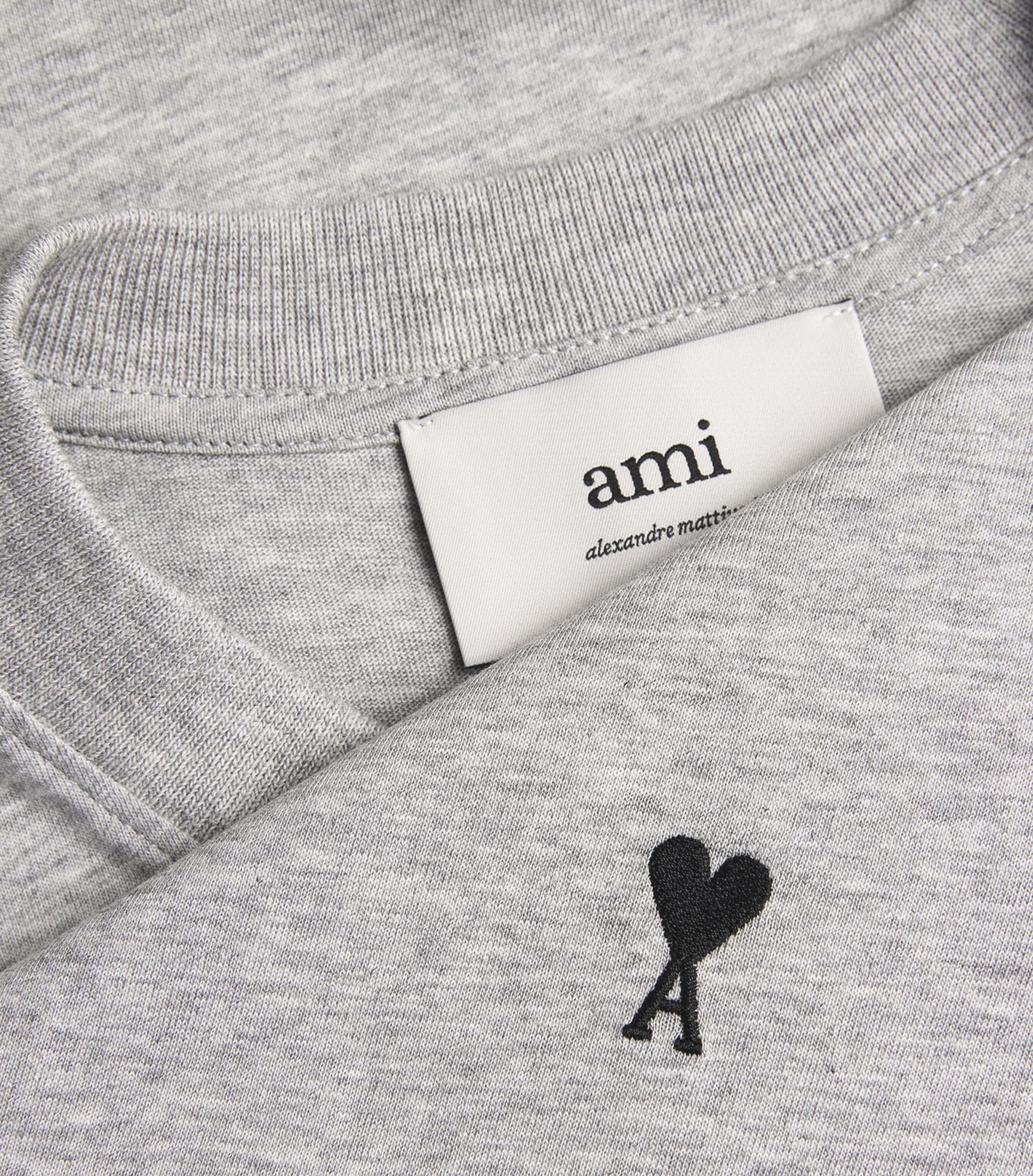 Cotton Embroidered Ami De Coeur T-Shirt 0951 - GRIS CENDRE CHINE Image 5