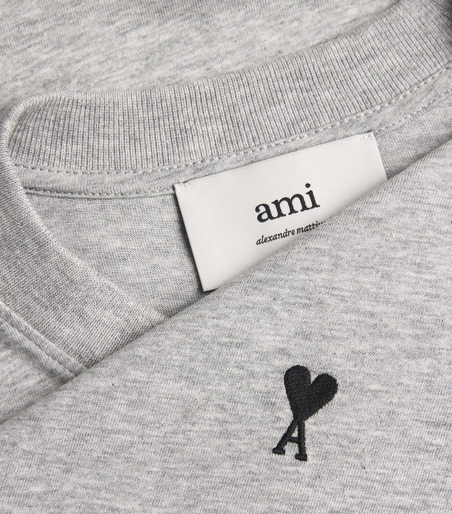 Cotton Embroidered Ami De Coeur T-Shirt 0951 - GRIS CENDRE CHINE Image 5