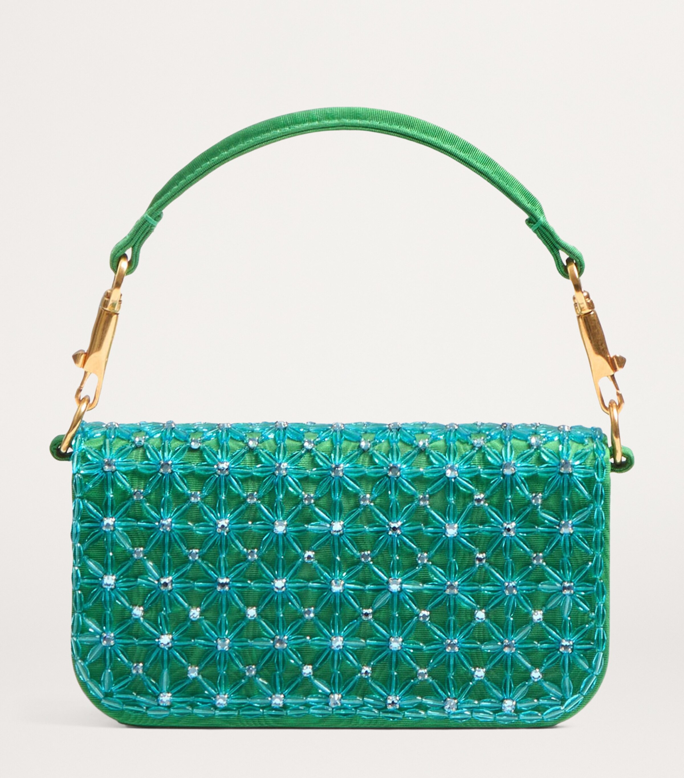 Valentino Garavani Green Small Embroidered Locò Shoulder Bag