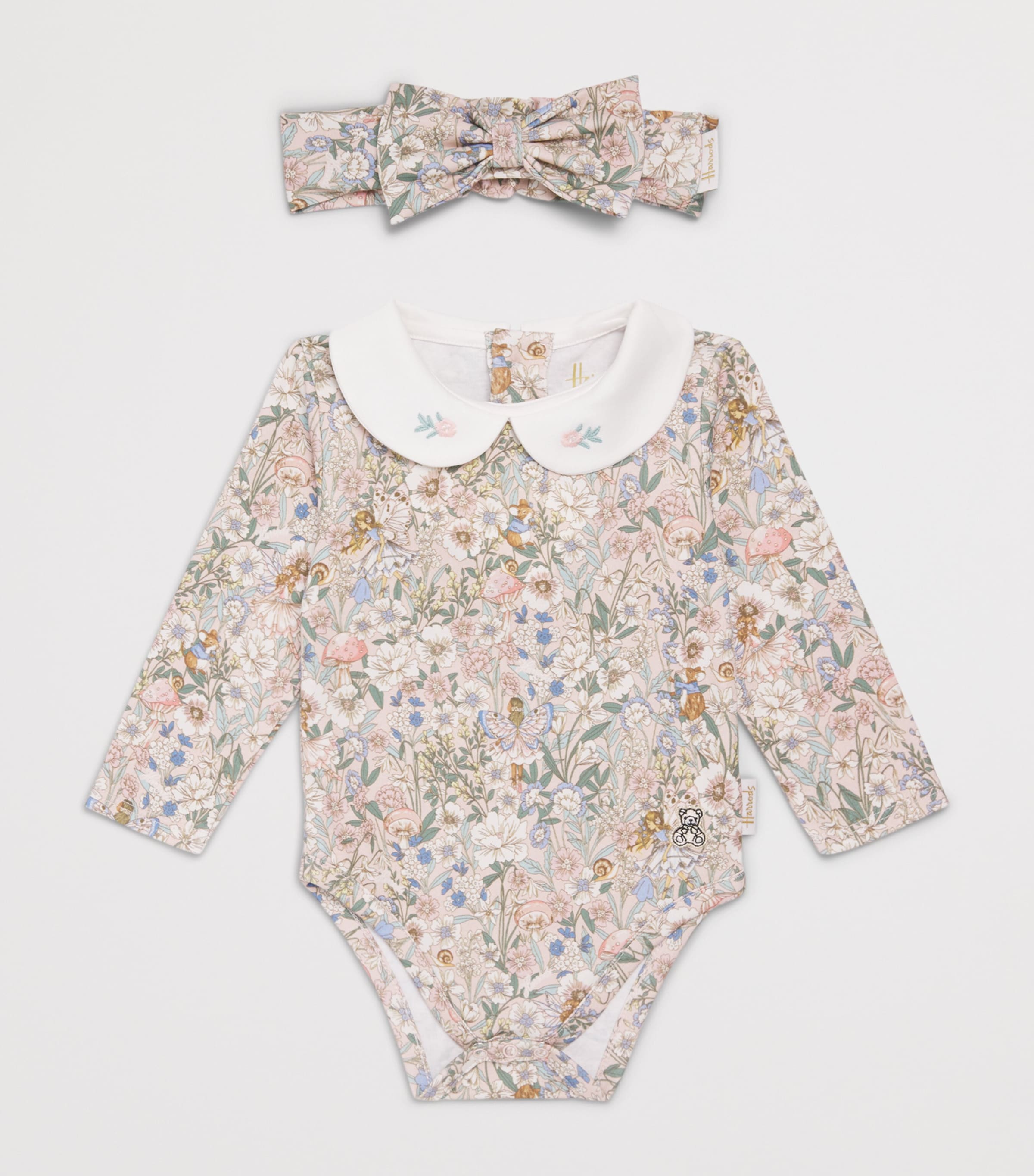 Harrods Cotton Printed Bodysuit (0-18 Months) Pink Image 3