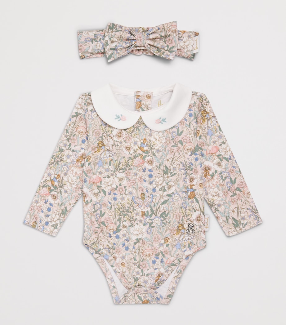 Harrods Cotton Printed Bodysuit (0-18 Months) Pink Image 3
