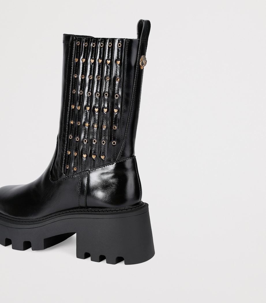 Patent Leather Studded Chelsea Ankle Boots BLACK Image 2