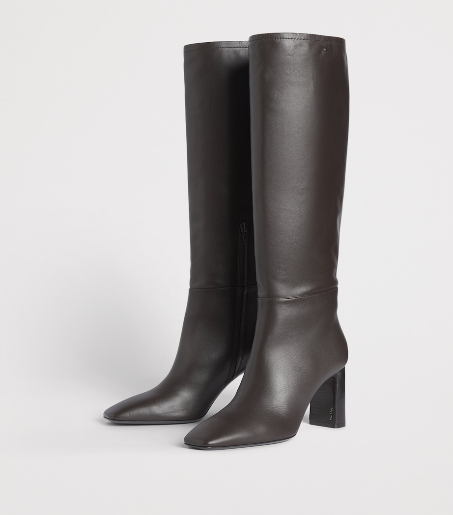 Max Mara Smooth Leather Knee-High Boots 75 Dark Brown Image 3