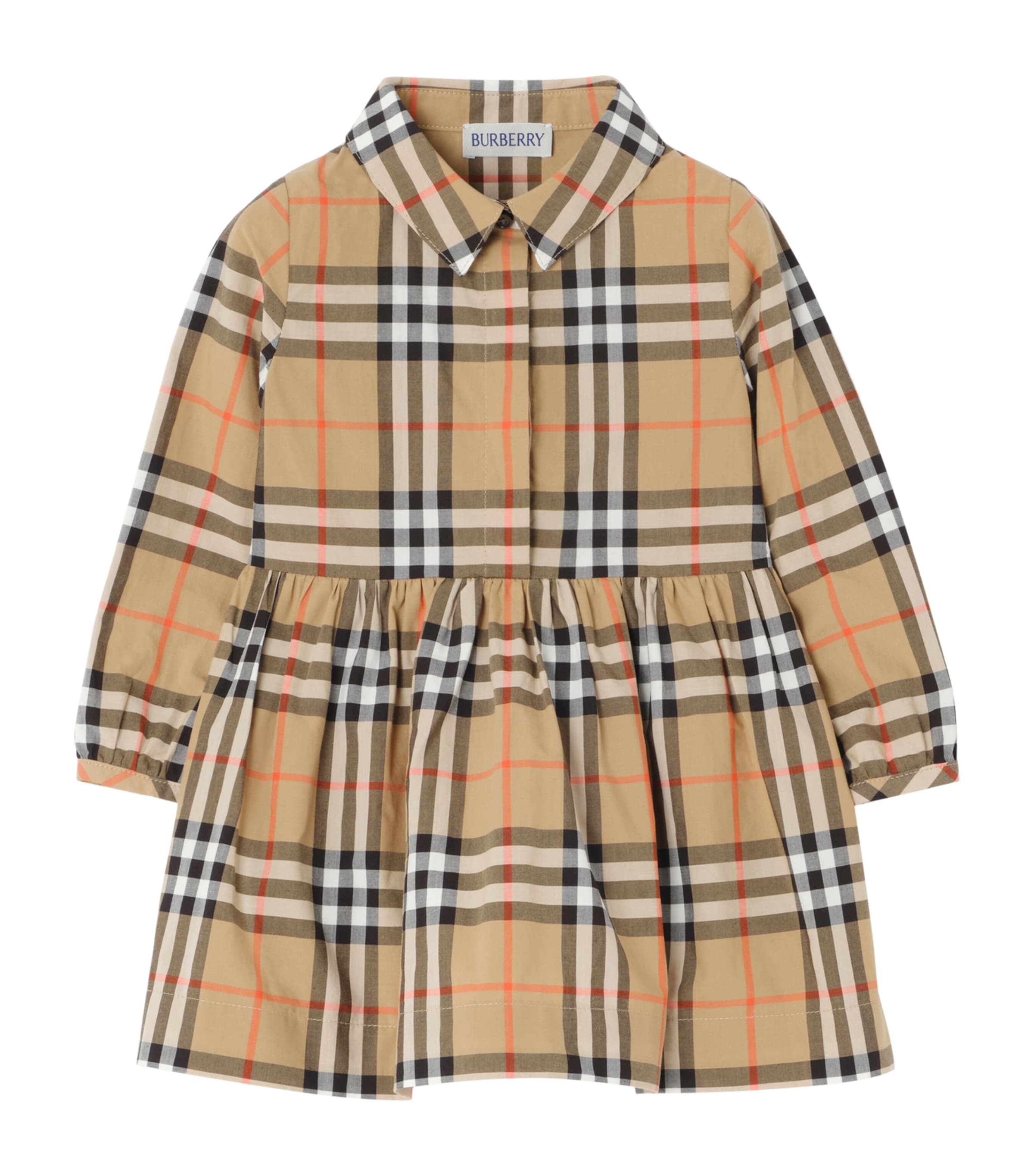 Burberry Kids Cotton Check Shirt Dress (6 Months - 3 Years) Sand Ip Check Image 1