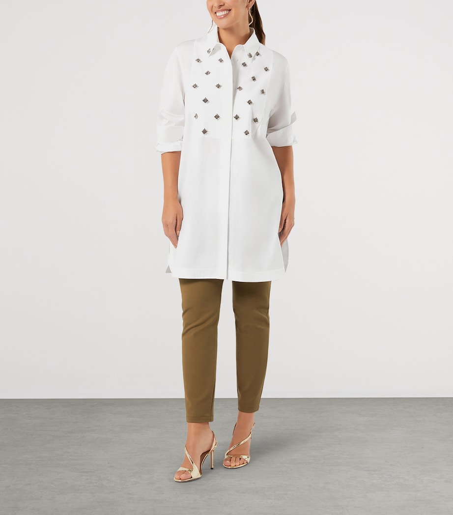 Marina Rinaldi Womens Canvas Slim Trousers Kaki Image 2