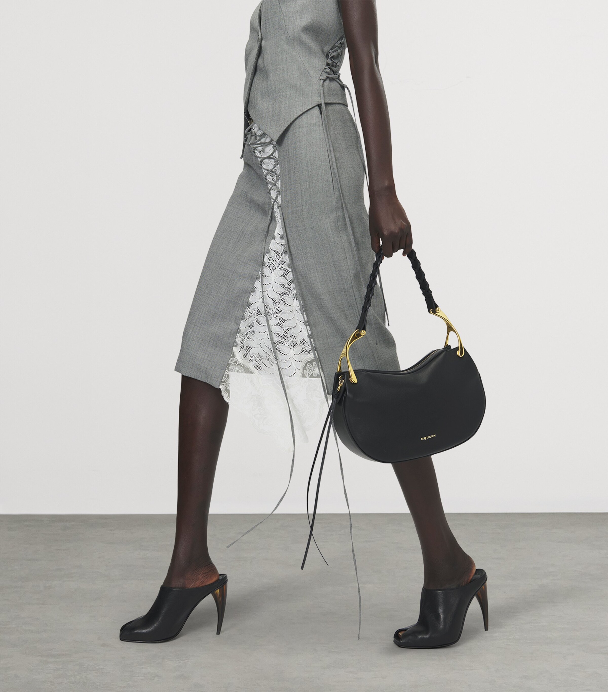 McQueen Leather Wishbone Top-Handle Bag Image 2
