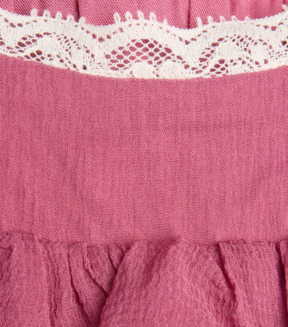 Chloé Kids Silk Lace-Trim Pleated Dress (4-14 Years) Wild Strawberry Image 3