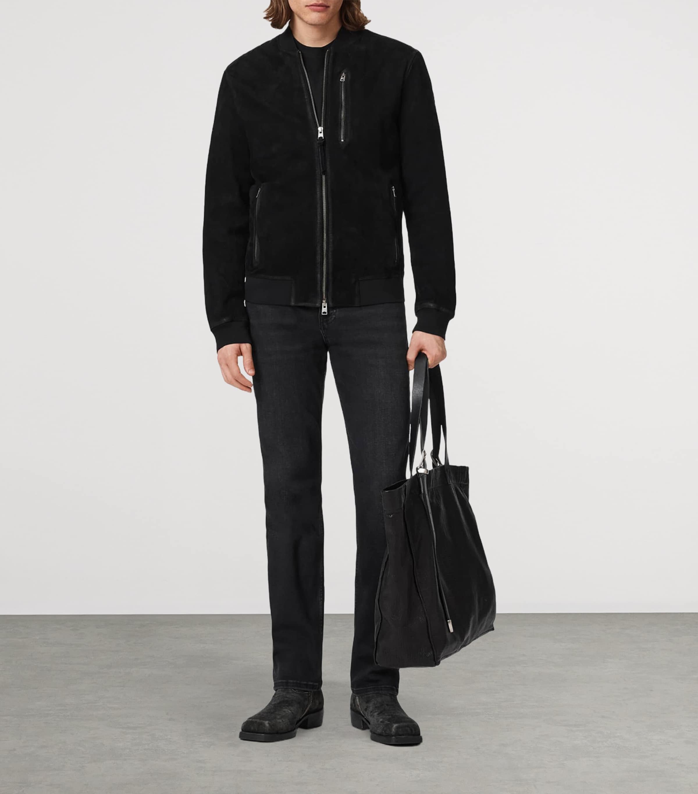 AllSaints Mens Sid Ultra Slim Jeans Washed Black Image 5