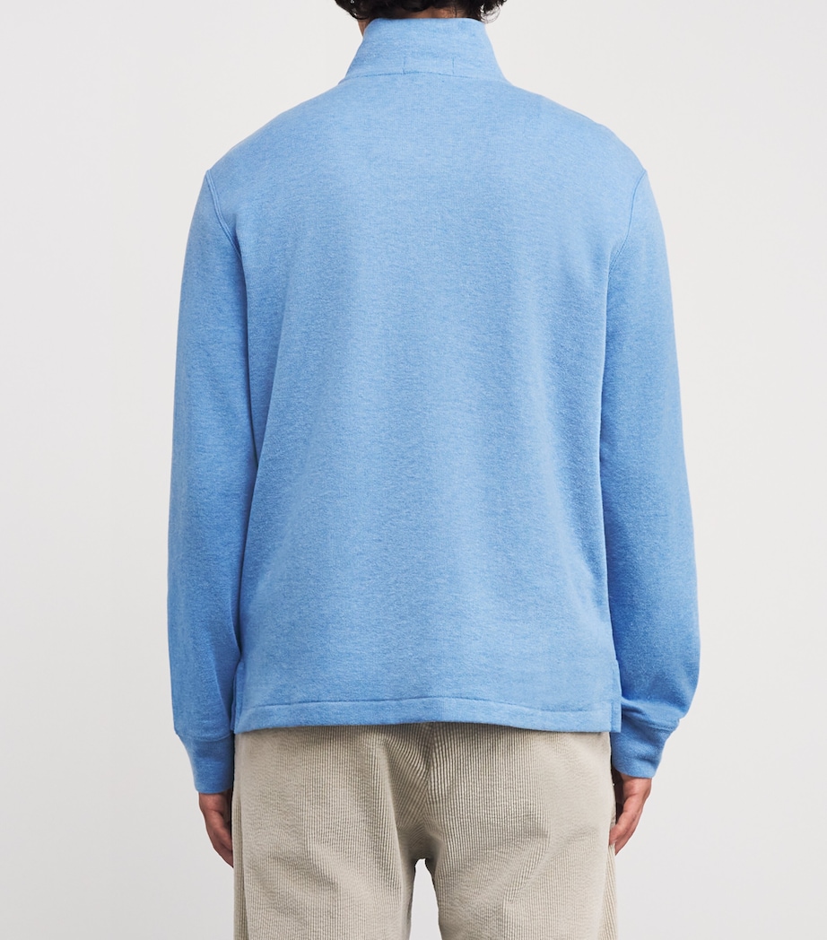 Cotton Quarter-Zip Sweater BLUE Image 4
